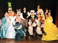 Costumed characters of the Disney Wonder, including Princess Belle.