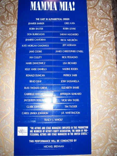 Cast list, outside the theater